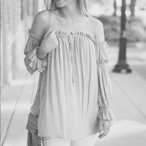 She + Sky Off Shoulder Top